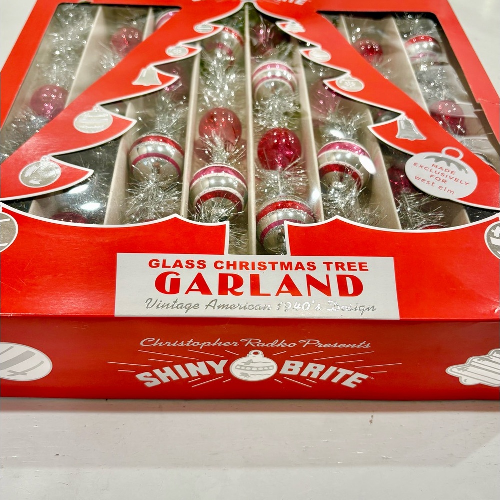 (2 boxes) Christopher Radko Shiny Brite Glass Christmas Tree Garland - Picture 4 of 5